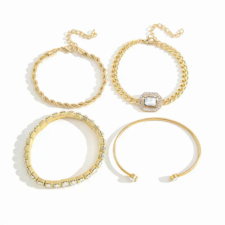 Gold Bracelet Set - Layered Stack Bracelets for Women