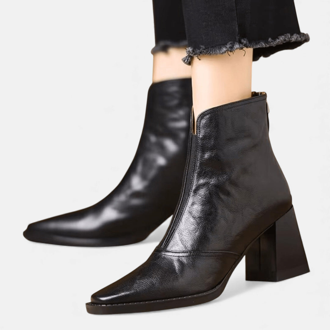 Ankle Boots Women Mid Heel | Leather Booties for Work and Weekend