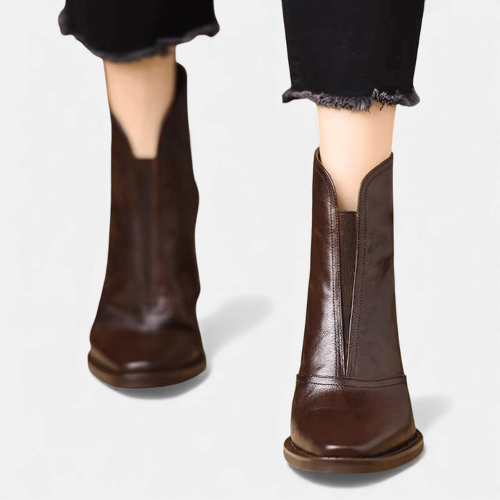 Ankle Boots Women Mid Heel | Leather Booties for Work and Weekend