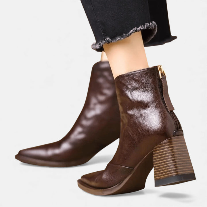 Ankle Boots Women Mid Heel | Leather Booties for Work and Weekend