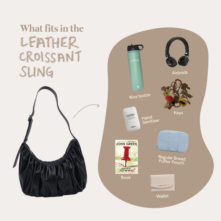 Croissant Leather Sling Bag - Crossbody Handbag for Women