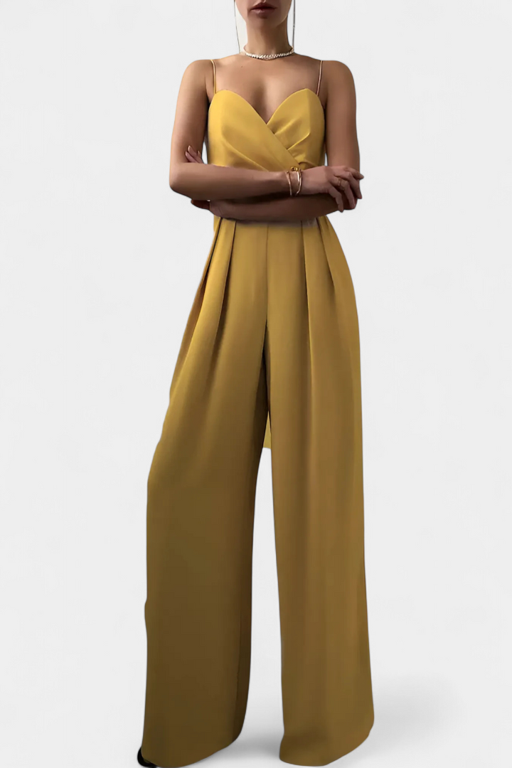 Sleeveless Jumpsuit With Wide Legs and Tailored Waist