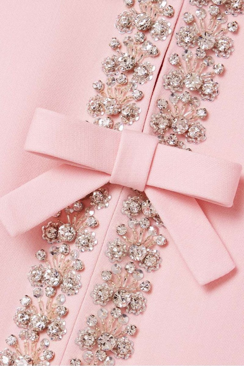 Midi Dress with Crystal Bow Detail for Women