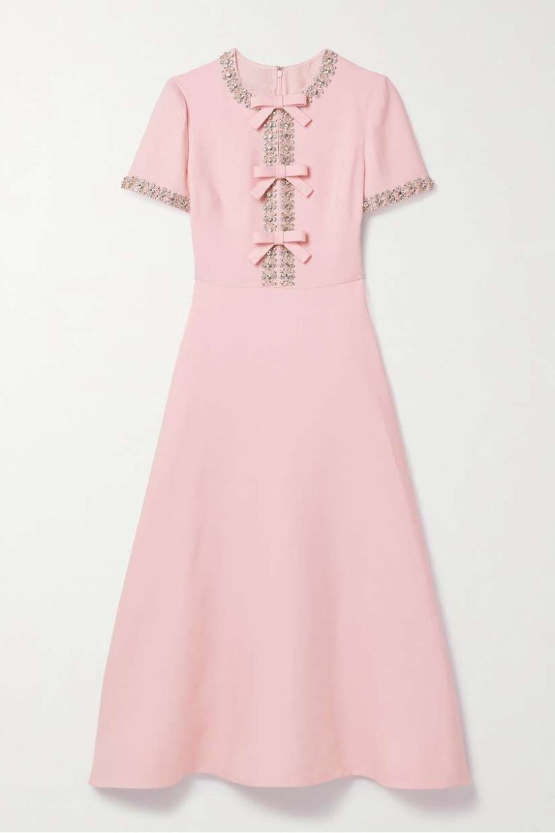Midi Dress with Crystal Bow Detail for Women