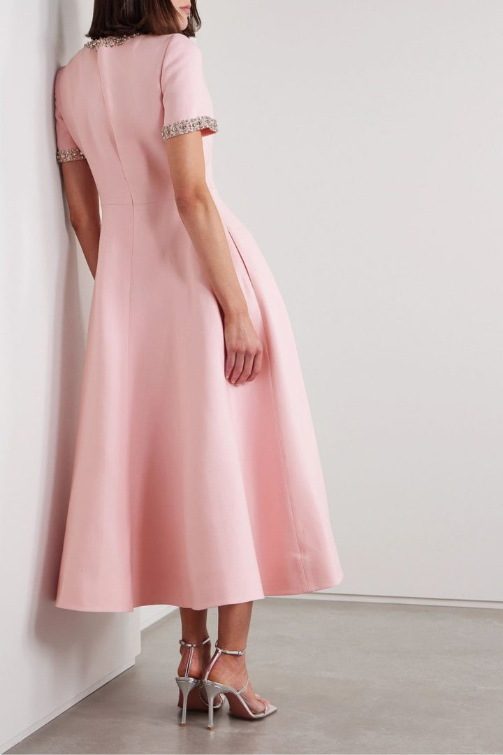 Midi Dress with Crystal Bow Detail for Women